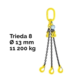 Třípramenný řetězový vazák, oko-3 hák, zkracovač, Nosnost 11 200/8 000 kg, G8-13, Certifikát,CŽ